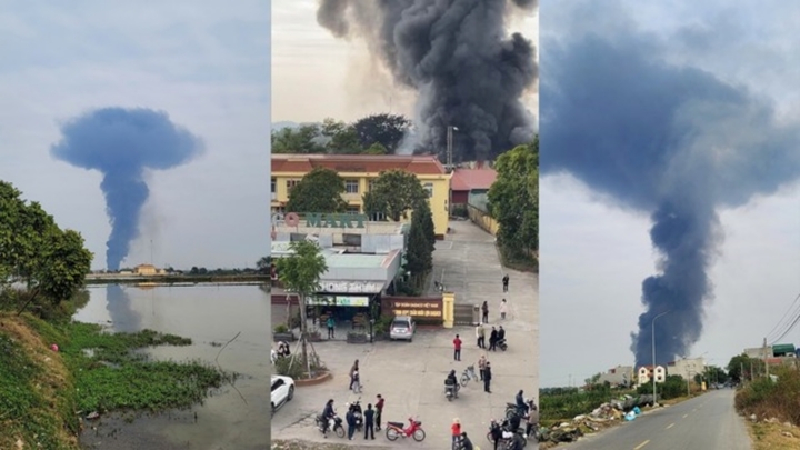 Bắc Ninh: Cháy lớn tại xưởng sản xuất nhạt nhựa, khói đen ngùn ngụt