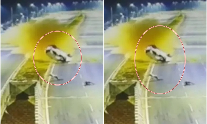 Clip: Kinh hoàng cảnh ô tô lao với tốc độ phi mã, đâm dải phân cách lộn 4 vòng