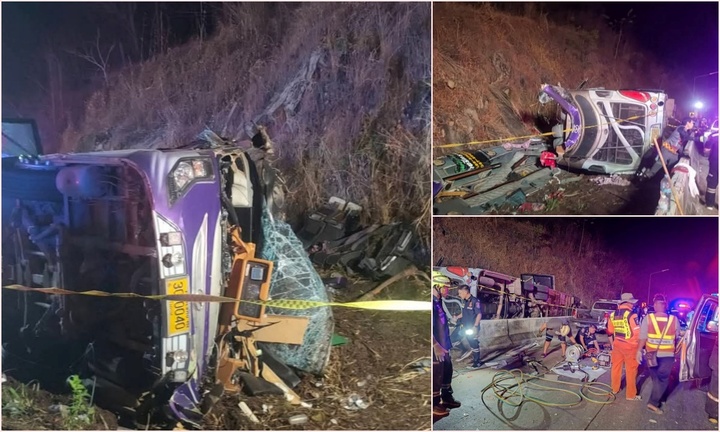 Hiện trường vụ tai nạn xe buýt thảm khốc ở Thái Lan, 50 người thương vong