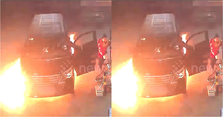 Clip: Hãi hùng ô tô bốc cháy 