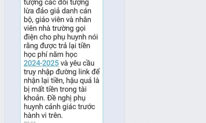 Phụ huynh Hà Nội cảnh giác với hình thức lừa đảo “hoàn tiền học phí” qua tin nhắn, cuộc gọi