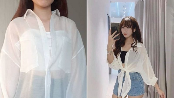 Mách nàng cách diện áo sơ mi voan mỏng