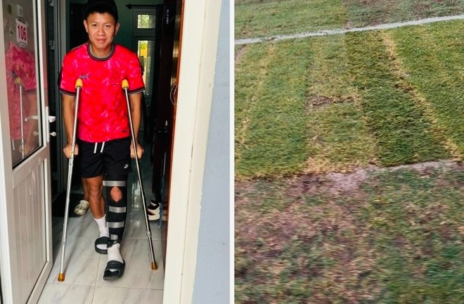 Cựu hậu vệ U23 Việt Nam nghỉ dài hạn do chấn thương nặng, SVĐ Mỹ Đình gây tranh cãi về chất lượng