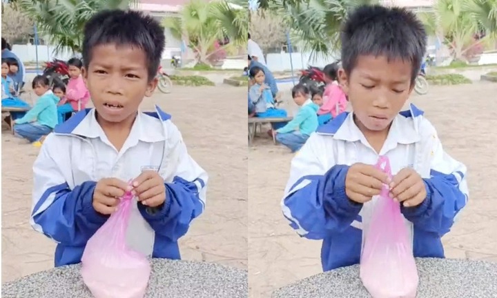 Phía sau clip học sinh mang gạo đến trường 