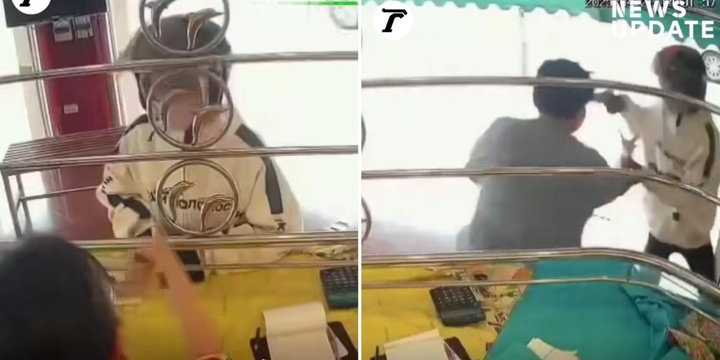 Clip: Cầm súng đi cướp tiệm vàng, người đàn ông bị làm cho giật mình bỏ chạy