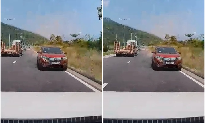 Xử phạt nữ tài xế lái xe ngược chiều trên đèo Cù Hin ở Nha Trang