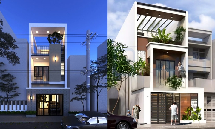 Mẫu nhà phố 1 trệt 1 lầu 1 tum