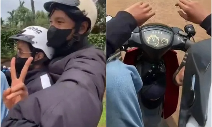 Xác minh clip 2 thiếu niên chạy xe máy bằng chân, buông cả hai tay ở Đắk Lắk