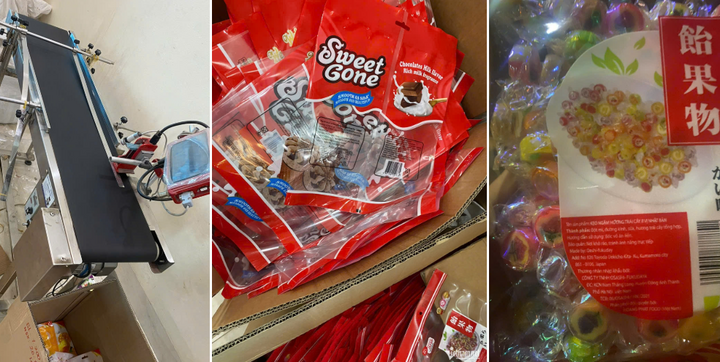 Triệt phá cơ sở sản xuất 6 tấn kẹo giả tại Hà Nội: Nguyên liệu từ Trung Quốc, bao bì ghi xuất xứ Nhật Bản, Hàn Quốc