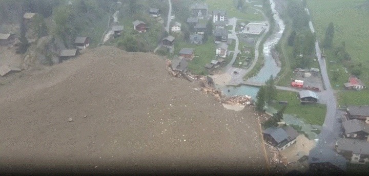 Clip: Lở đất kinh hoàng, một ngôi làng ở Thụy Sĩ bị 