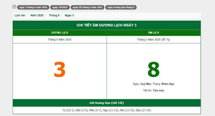Hôm nay (3/6/2025), có phải ngày đẹp không?