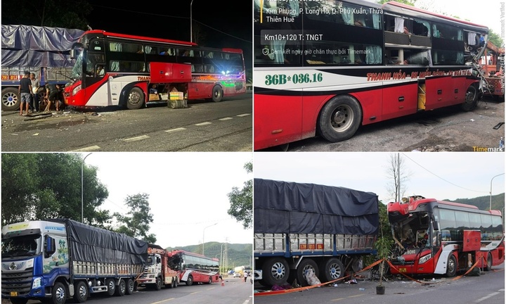 Hiện trường vụ xe khách tông xe tải, 27 người nhập viện, một người tử vong