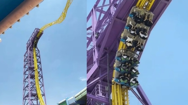 Clip: Tàu lượn gặp sự cố, du khách 