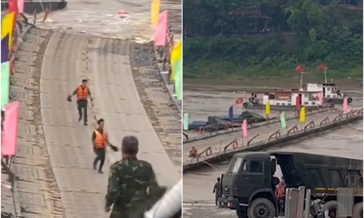 Cắt khẩn cấp cầu phao Phong Châu do nước sông Hồng dâng cao