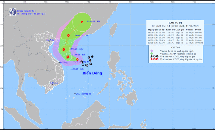 Thông tin mới nhất về diễn biến cơn bão số 1