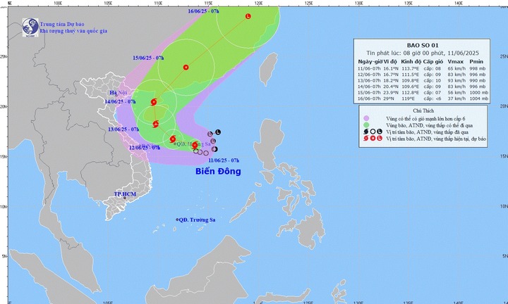 Nóng: Áp thấp nhiệt đới mạnh lên thành bão số 1