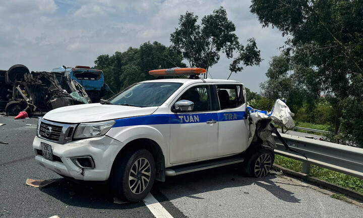 Hiện trường vụ tai nạn liên hoàn trên cao tốc Hà Nội- Hải Phòng, 2 người tử vong