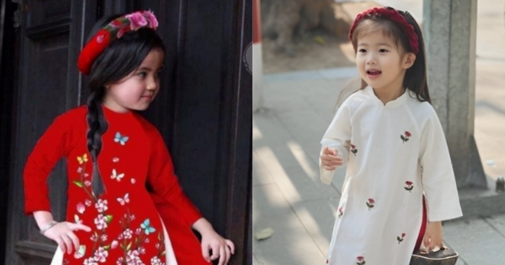 Kiểu tóc mặc áo dài cho bé