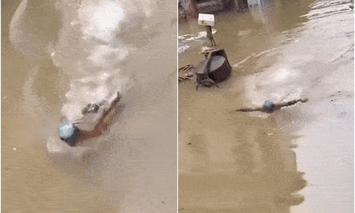 Clip: Thầy giáo bơi như 