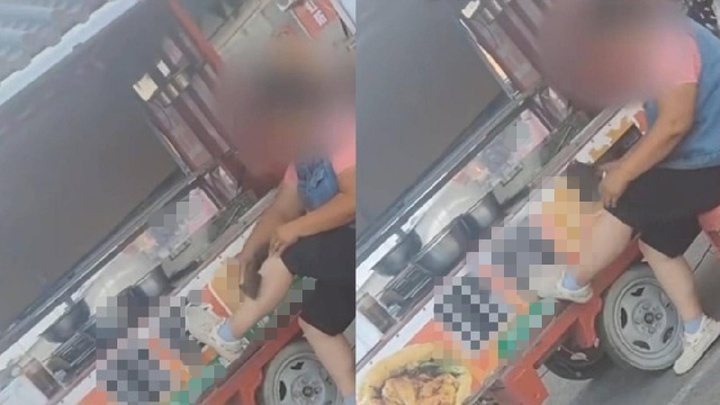 Clip: Người bán hàng rong dùng dao bếp cạo lông chân, rồi thái rau phục vụ khách