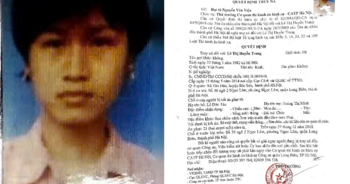 Công an Hà Nội truy nã người phụ nữ trốn thi hành án