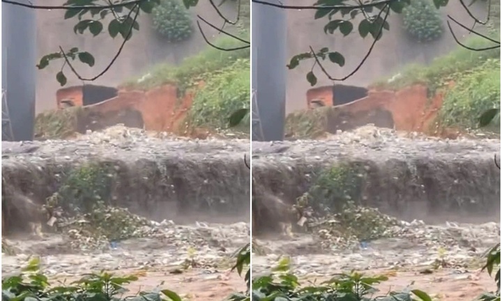 Clip: Hố chôn lấp rác thải bị vỡ, nước chảy ào ào như suối, mùi hôi nồng nặc