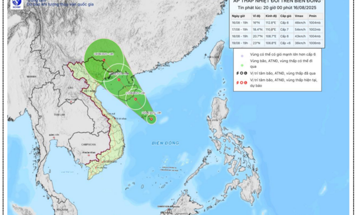 Áp thấp nhiệt đới vừa hình thành trên Biển Đông