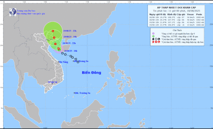 Tin áp thấp nhiệt đới khẩn cấp