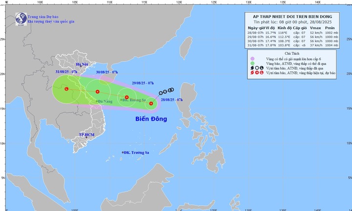 Tin áp thấp nhiệt đới mới nhất: Mạnh cấp 7, giật cấp 9, khiến biển động mạnh