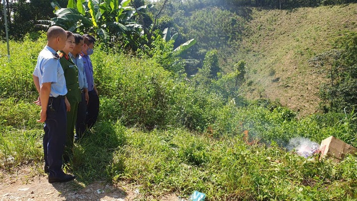 Cao Bằng tiêu hủy xúc xích vàng đỏ, chân gà, hướng dương thuộc hàng hóa vi phạm