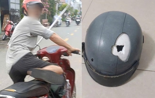 Triệu tập đối tượng vô cớ dùng cây sắt đánh người đi đường vỡ mũ bảo hiểm, chấn thương ở TP.HCM
