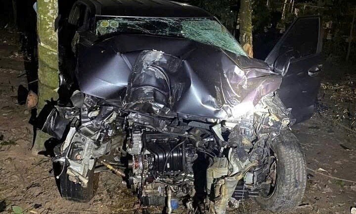 Hiện trường vụ ô tô tông xe máy lao vào rừng cao su, 3 mẹ con tử vong ở TP.HCM