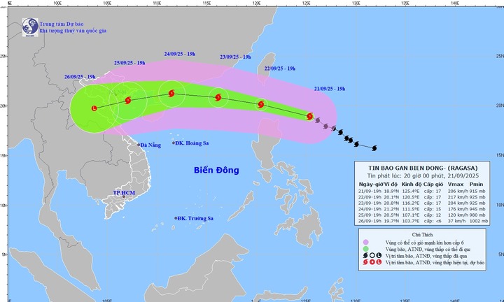 Tin tức dự báo thời tiết hôm nay (22/9): Bão Rasaga mạnh lên thành siêu bão