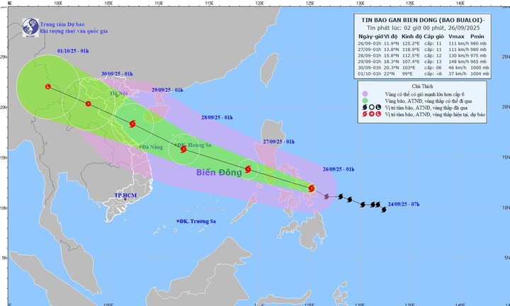 Tin tức bão Bualoi mới nhất: Mạnh cấp 11, giật cấp 14, dự báo đi vào Biển Đông thành cơn bão số 10