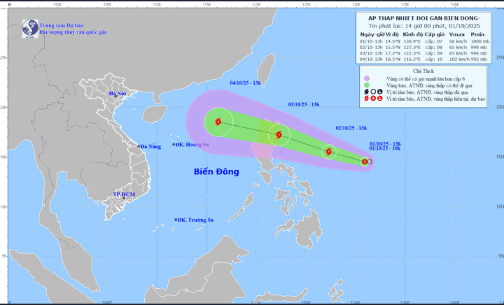 Công điện khẩn chủ động ứng phó với áp thấp nhiệt đới gần Biển Đông