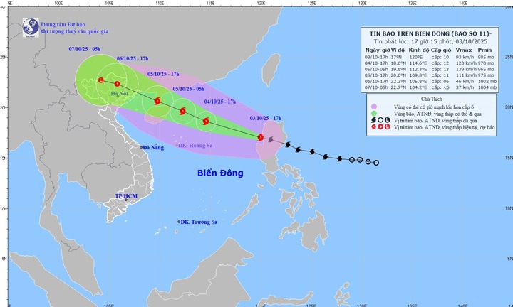 Tin bão MATMO mới nhất: Gió giật cấp 13 vào Biển Đông, chính thức thành cơn bão số 11