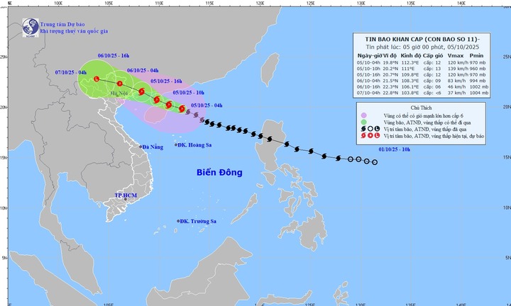 Diễn biến mới nhất cơn bão số 11- bão Matmo: Mạnh cấp 12, giật cấp 15, dự báo miền Bắc mưa to từ tối nay