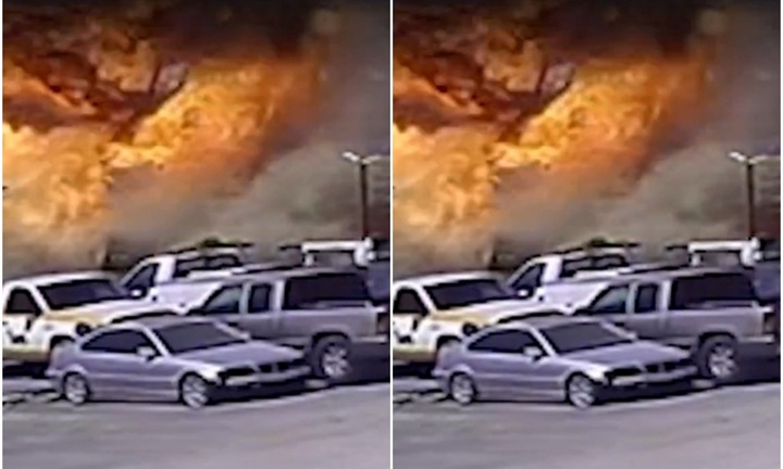 Clip: Máy bay rơi gần sân bay Texas, cuốn nhiều xe vào