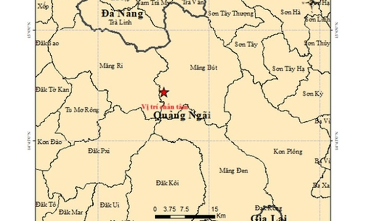 Nóng: Quảng Ngãi hứng 7 trận động đất trong hơn 2 giờ đồng hồ sáng nay (13/10)
