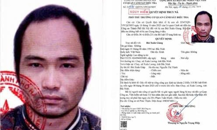 Công an Hà Nội truy nã Bùi Xuân Giang