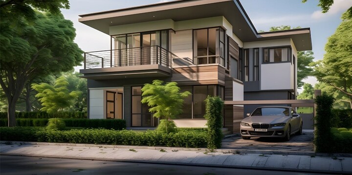 Mẫu nhà chữ L 2 tầng 4 phòng ngủ