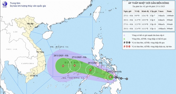 Tin tức mới nhất về áp thấp nhiệt đới gần Biển Đông
