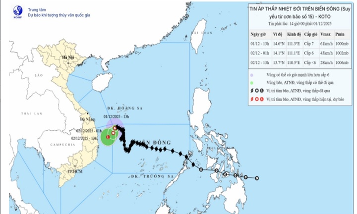Bão số 15 suy yếu thành áp thấp nhiệt đới