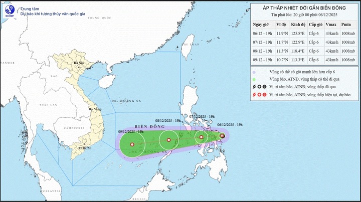Tin tức dự báo thời tiết hôm nay 7/12: Áp thấp nhiệt đới giật cấp 8 sắp vào Biển Đông