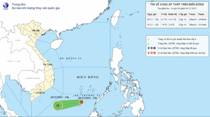 Tin về vùng áp thấp trên biển Đông: Biển động mạnh, sóng cao tới 4m