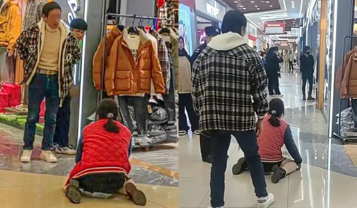 Vợ quỳ gối van xin chồng mua áo khoác hơn 1 triệu đồng ngay giữa trung tâm thương mại