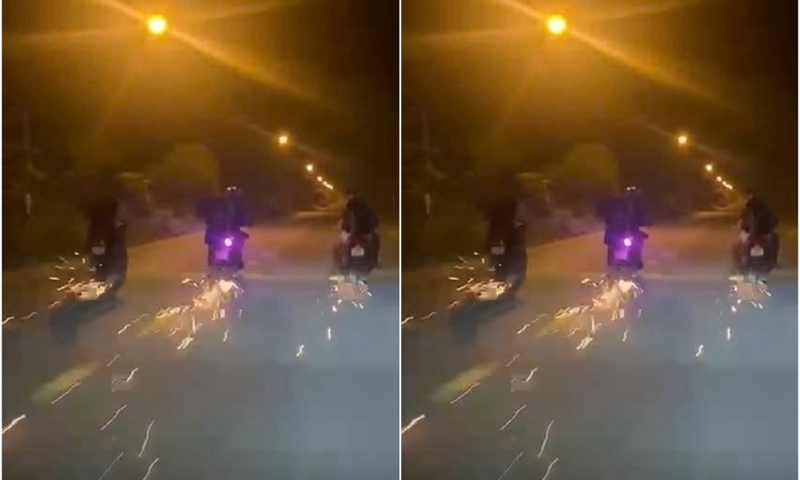 Clip: Xử lý đối tượng quệt chân chống xe máy xuống đường tạo tia lửa