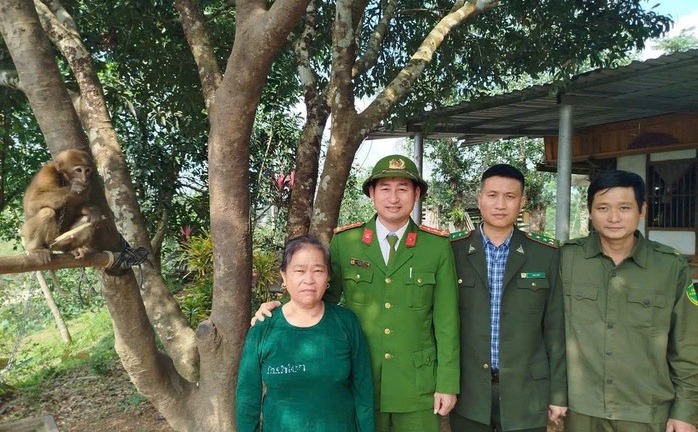 Phát hiện con vật nhiều lông, đuôi giống lợn đi lạc vào vườn, người dân bàn giao cho cơ quan chức năng