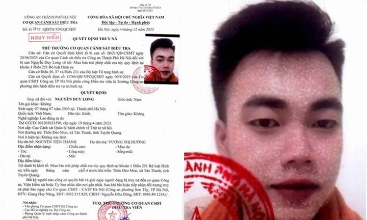 Công an TP.Hà Nội truy nã Nguyễn Duy Long 