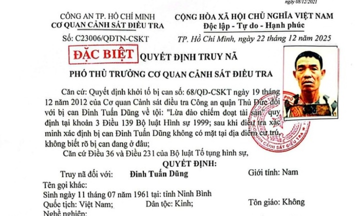 Công an truy nã Đinh Tuấn Dũng